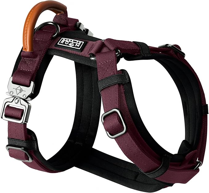 MADE TO ROAM Premium Explorer Harness - Y-Shaped Dog Harness with Adjustable Durable Nylon, Soft Padding, Metal Buckles and Leather Handle for Small, Medium, Large Dogs (Vermont Weekends, Size 5)-Mewly Pet