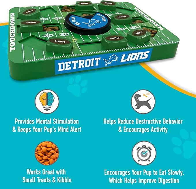 Pets First NFL Detroit Lions Large Puzzle Toy, Dog Puzzle Treat Toy, New Large Size, Interactive Dog Treat Toy, Dog Slow Feeding Toy-Mewly Pet