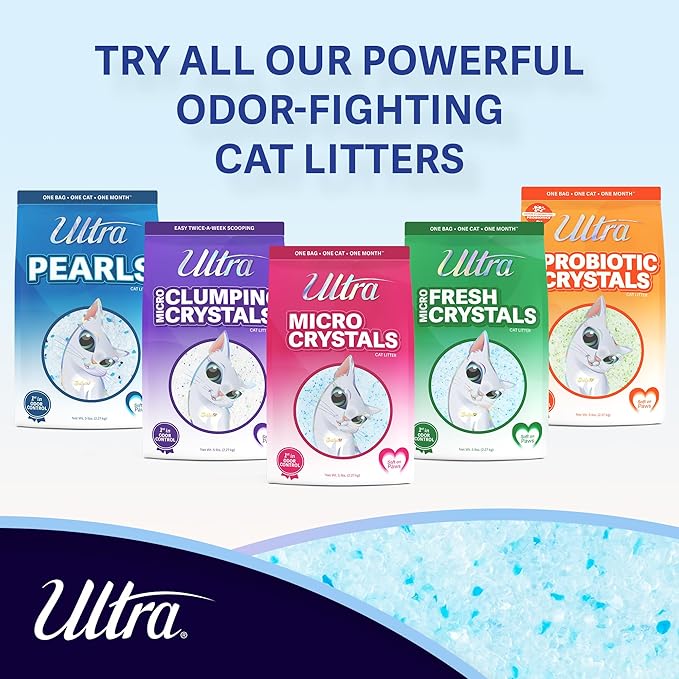 Ultra Fresh Scented Micro Crystals Premium Cat Litter - 99.9% Dust Free, Soft on Paws - 5 Lbs.-Mewly Pet