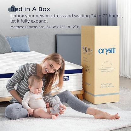 Full Mattress 12 Inch - Hybrid Mattress Bed in a Box, Medium Firm Support, Pressure & Pain Relief for All Sleepers, CertiPUR-US Certified, Fiberglass-free, Reinforced Edge Support, Motion Isolation