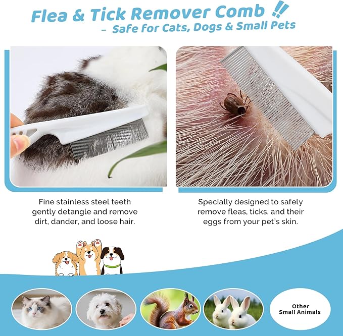 Pet Steam Brush for Dog & Cat – 3-in-1 Spray Hair Removal Comb for Shedding & Grooming Shedding Glove, Flea Comb, Couch Carpet Hair Removal Tool, Nail Toenail Clippers Nail File Shampoo-8PCS-Mewly Pet