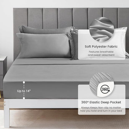 Love's cabin Full Comforter Set Grey, 7 Pieces Full Bed in a Bag, All Season Bedding Sets with 1 Comforter, 1 Flat Sheet, 1 Fitted Sheet, 2 Pillowcase and 2 Pillow Sham
