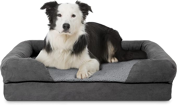 The Dog’s Bed, Large Grey Plush (no Logo), Memory Foam, Pain Relief: Arthritis, Hip & Elbow Dysplasia, Post Surgery, Lameness, Supportive, Calming, Waterproof Washable Cover, Veterinary Approved-Mewly Pet