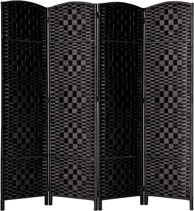 Rose Home Fashion 6 ft Tall Room Divider, Room Dividers and Folding Privacy Screens, 15.7in Privacy Screen 4 Panel Partition Temporary Wall Separation for Private, Black