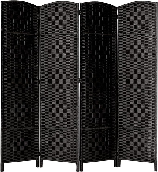 Rose Home Fashion 6 ft Tall Room Divider, Room Dividers and Folding Privacy Screens, 15.7in Privacy Screen 4 Panel Partition Temporary Wall Separation for Private, Black