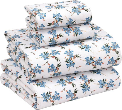 RUVANTI Flannel Sheets Full Size - 100% Cotton Double Brushed Bed Sheets Set, Deep Pockets 16 Inches, All Seasons Breathable & Extra Soft Full Sheets, Warm & Cozy, 4 Piece, Cloud Nine
