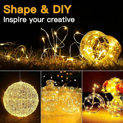 20 Pack Fairy Lights Battery Operated 7ft 20 LED Mini String Lights Twinkle Lights Silver Wire Firefly Starry Lights for Mason Jars Wedding Party Christmas Centerpiece Table Decorations, Warm White