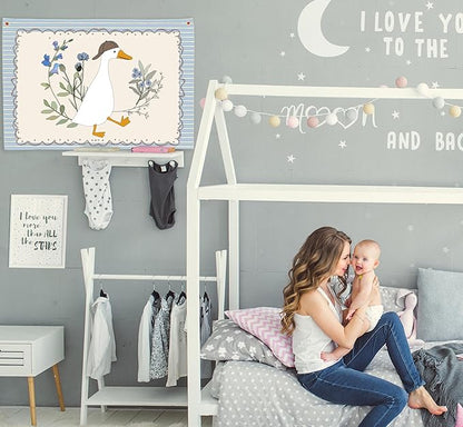 Silly Goose Nursery Rectangular Canvas Banner-Boho Flag Wall Sign Decor for Boys Toddler Kid, Baby Room Above Crib Bedroom Playroom Kindergarten Reading Room Decor-Baby Shower Birthday Christmas Gift