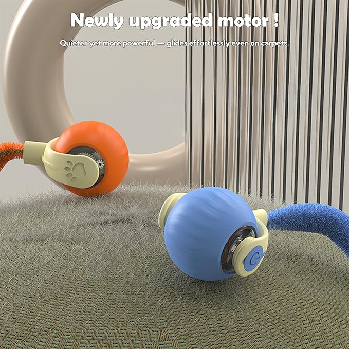 Interactive Cat Toy Ball | Automatic Moving Smart Anti-Depression Pet Toy with Light | Speedy Tail 3.0 Cat Mouse Toy | Electric Rechargeable Enrichment Toy for Indoor Bored Cats & Dogs (Blue)-Mewly Pet