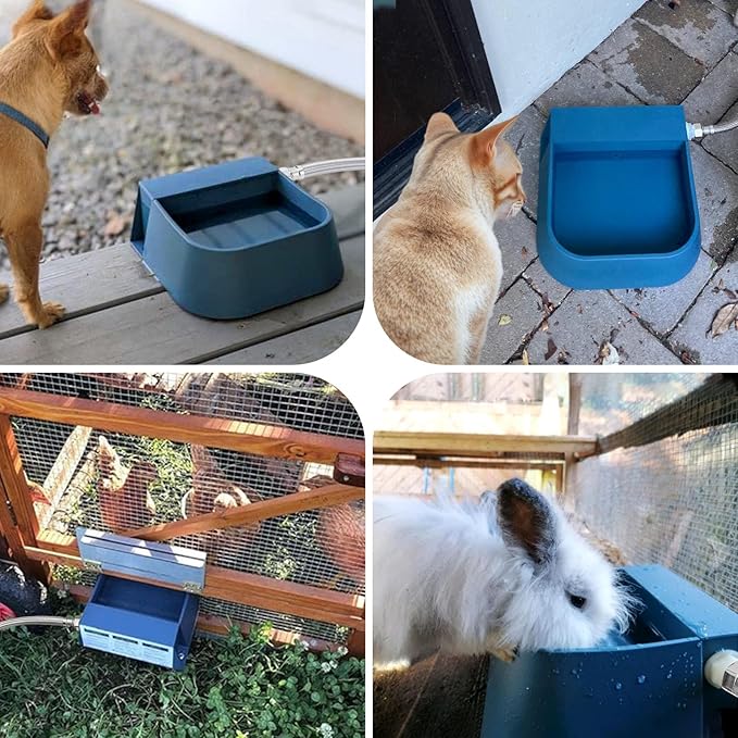 NAMSAN Automatic Dog Water Dispenser with Float Valve, 3/4'' Anti-Bite Metal Pipe, Outdoor Automatic Water Dispenser for Cats Chicken Animals, Goat Waterer, Livestock Water Trough-Mewly Pet