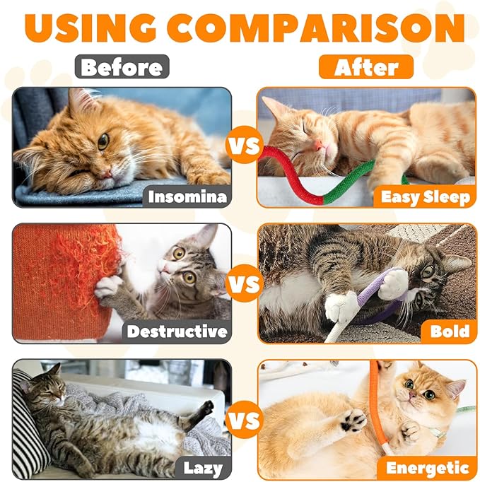 Cat Chew Ropes 3 Pack with Natural Catnip, Interactive Catnip Toys for Indoor Cats, Safe Teeth Cleaning Kitten Rope Toy, Durable Cat Kicker Chew Toy for All Breeds-Mewly Pet