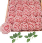 Artificial Flowers 25pcs Fake Roses, Peach Pink Foam Rose Faux Flower for DIY Wedding Bouquets Bridal Shower Centerpieces Floral Arrangements Home Decorations Party Backdrops Table
