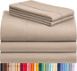 LuxClub 5 PC Split King Sheet Set, Breathable Luxury Bed Sheets, Deep Pockets Wrinkle Free Cooling Sheets Machine Washable Hotel Bedding Silky Soft - Light Khaki Split King