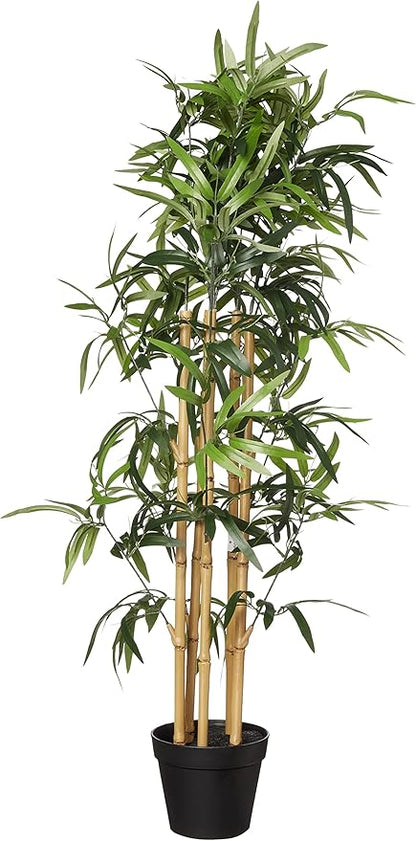 Amazon Basics Artificial Fake Bamboo Plant with Plastic Planter Pot, 39.4", Green