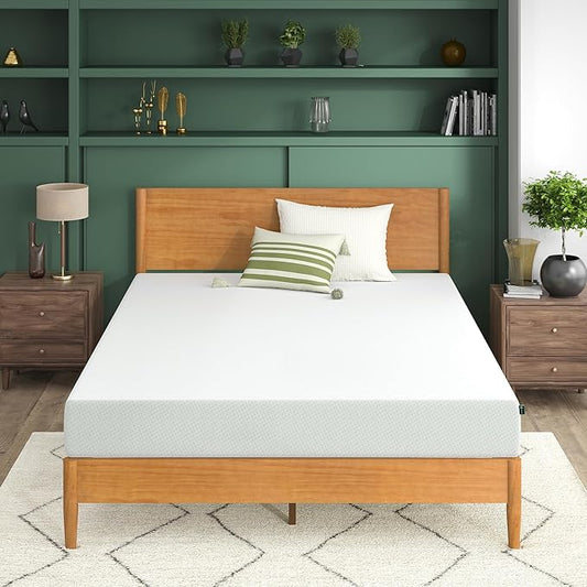 ZINUS 8 Inch Green Tea Memory Foam Mattress, Queen, Fiberglass Free, Patented Custom Contour Support, Sturdy Base Foam, CertiPUR-US Certified, Mattress in A Box, White