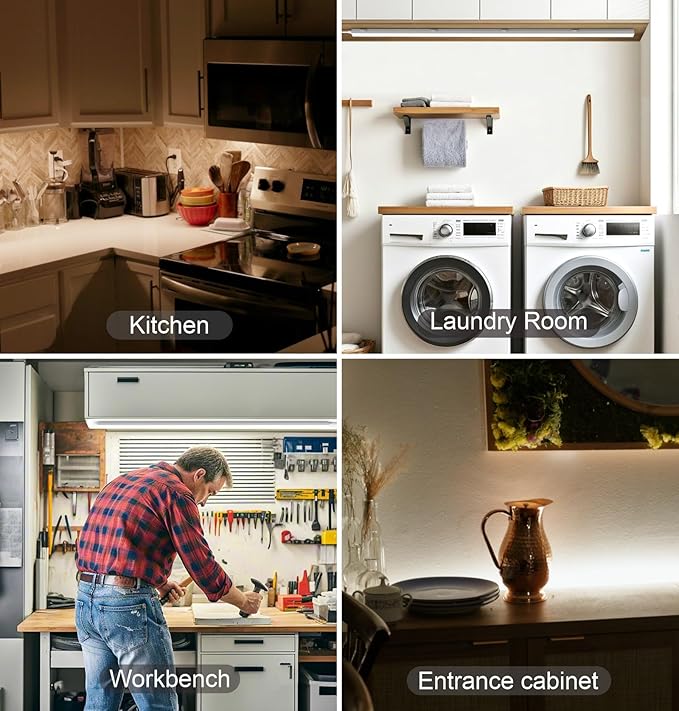 Under Cabinet Lighting Plug in, 16 Inch 1 Pc, Linkable AC120V 3CCT 3000K/4000K/5000K Ultra Slim, LED Under Cabinet Lights for Counter Light, Kitchen, Shelf, Sink, Workshop, Desk, Bronze
