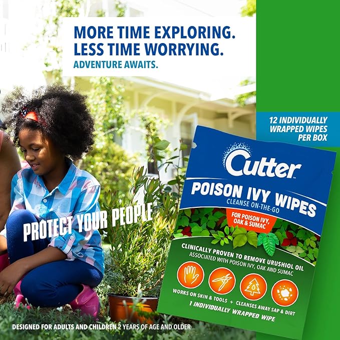 Cutter Poison Ivy Wipes, On-the-Go Cleansing for Poison Ivy, Oak & Sumac, 12 Wipes, (3 Pack)-Mewly Pet