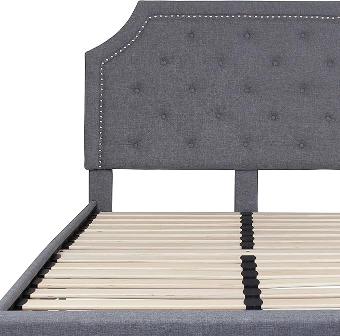 Flash Furniture Brighton Full Size Tufted Upholstered Platform Bed in Light Gray Fabric