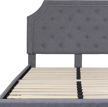 Flash Furniture Brighton Full Size Tufted Upholstered Platform Bed in Light Gray Fabric