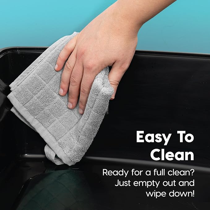 Bundle of IRIS USA 2 Pack XX-Large Cat Litter Boxes with Scatter Shield and Scoop, Open Top High Sided Cat Litter Pan, Black & Navy-Mewly Pet