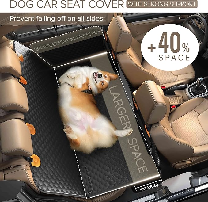 Back Seat Extender for Dogs, Heavy Duty Dog Car Seat Cover for Back Seat and Aggressive Chewer, Large Hard Bottom Car Seat Cover for Dogs, Dog Hammock for Car, Travel Pet Car Bed for Car, SUV, Truck-Mewly Pet