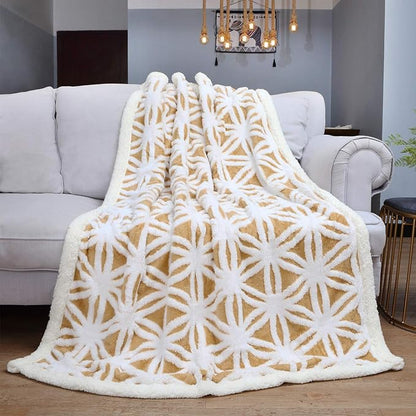 LOMAO Sherpa Fleece Blanket Fuzzy Soft Throw Blanket Dual Sided Blanket for Couch Sofa Bed (Yellow, 51''x63'')