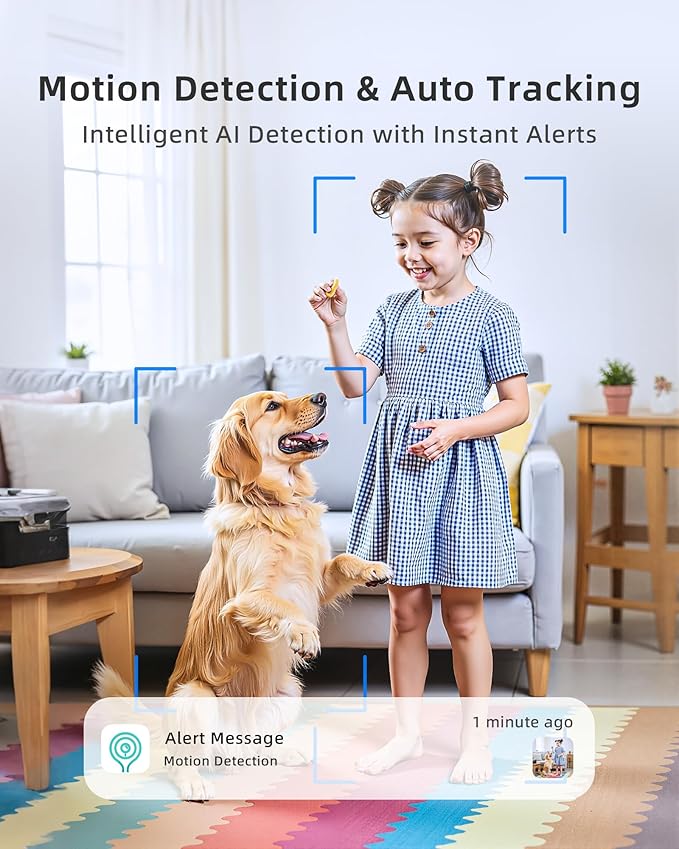 Indoor Camera 5G WiFi Pan & Tilt 2.5K 4MP Compatible up to 256GB SD Card (Not Included) - Security Camera Indoor, Plug-in Puppy/Pet Camera with Speaker/Phone App for Room, Motion Tracking-Mewly Pet