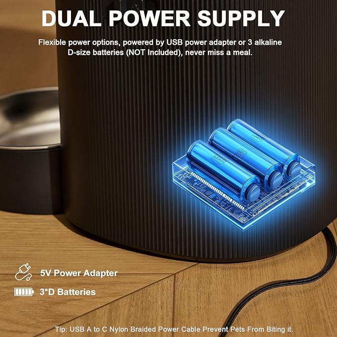 Automatic Cat Feeder with Camera & Voice Interaction, WiFi/App Control, 4L Dry Food Dispenser for Cats & Dogs with Freshness Preservation, Custom Feeding Times & Portions, Dual Power-Mewly Pet