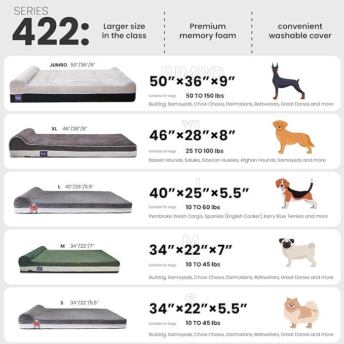 Laifug Orthopedic Memory Foam Dog Bed with Pillow and Durable Water Proof Liner & Removable Washable Cover & Smart Design Medium (34"x22"x5.5"), Grey-Mewly Pet