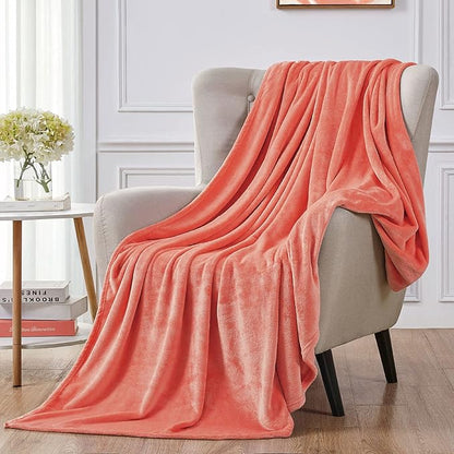 Walensee Fleece Blanket Plush Throw Fuzzy Lightweight (Twin Size 60x80 Coral) Super Soft Microfiber Flannel Blankets for Couch, Bed, Sofa Ultra Luxurious Warm and Cozy for All Seasons