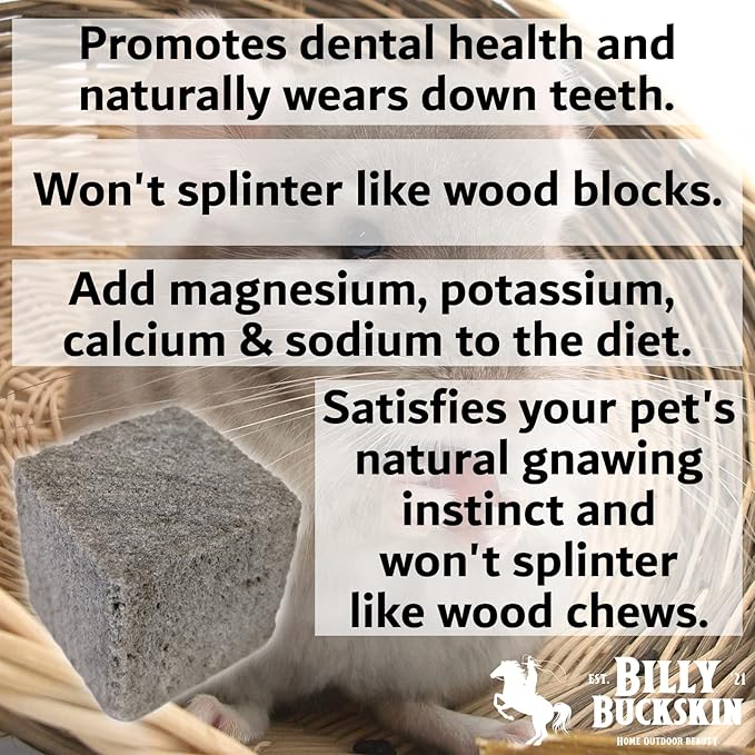 Chinchilla Chew Toys, Pumice Chew Blocks, Lava Block for Hamster, Rat, Mice, Degus, Gerbils, Small Animal Toys, Guinea Pigs, Rabbit Toy, Bunny Toy by Billy Buckskin (Pack of 6)Mined in USA-Mewly Pet