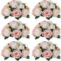 NUPTIO Flower Balls for Wedding Centrepieces - 6 Pcs 9.5in Diameter Artificial Flower Ball Arrangement Bouquet Peachy Pink & Creamy White Fake Rose Flowers Party Centerpieces for Weddings Tables