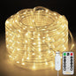Ollny Rope Lights 33FT 100 LED, USB Power Warm White String Lights with Remote, 8 Modes IP68 Waterproof Timer Christmas Lights for Bedroom Indoor Wall Party Wedding Decor