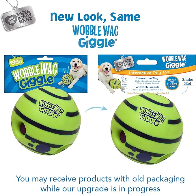 Wobble Wag Giggle Ball | Rolling Enrichment Toy for Fun Playtime, Interactive Play for Indoor or Outdoor, Keeps Dogs & Puppies Large, Medium or Small Busy & Moving, As Seen on TV | Pack of 1-Mewly Pet