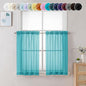 Chyhomenyc Turquoise Sheer Curtains 36 inch Length 2 Panels, Light Filtering Voile Rod Pocket Short Window Curtians for Bathroom Living Room Farmhouse Small Windows, 42Wx36L inches