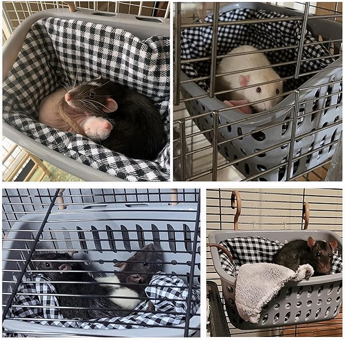 JWShang Rat Hammock for Cage - Chew Proof Warm Bed, Hanging Accessory for Small Animals, Mouse, Guinea Pig, Chinchilla, Sugar Glider (Small, Pink)-Mewly Pet