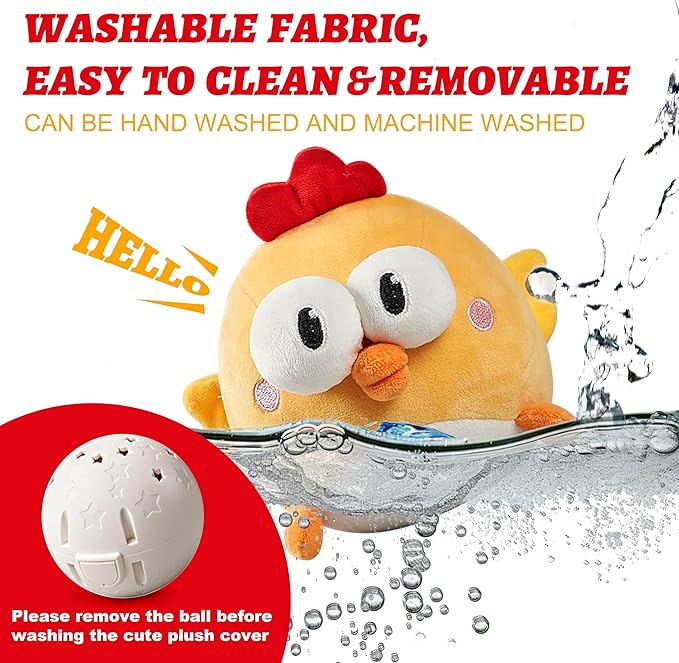 Interactive Dog Toys, Squeaky Moving Ball Toy with Jumping & Music Modes, Rechargeable Plush Chew Toys for Small/Medium/Large Dogs to Keep Puppy Busy Pet Toys (Chick)-Mewly Pet