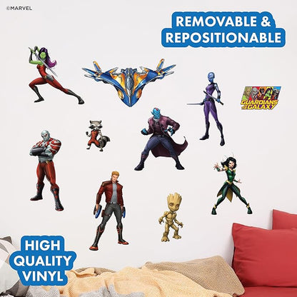 Guardians of The Galaxy Wall Decals – Set of 10 Marvel Licensed Removable Vinyl Stickers for Kids Bedroom Playroom Bathroom - Peel and Stick Room Décor