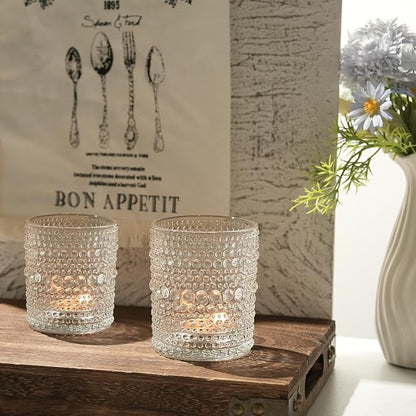 6 Pack Large Votive Candle Holders 2.7 * 3.5in, Clear DIY Wax Tea Light Candle Holder for Votives, Tealights & Pillar, Glass Candle Holders for Table Centerpiece Wedding