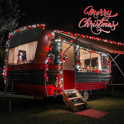 JMEXSUSS 4 Pack 50 LED Fairy Lights Battery Operated, 16.1ft Waterproof Red & White Twinkle Christmas Lights for Gifts Party Wedding Indoor Outdoor Decorations