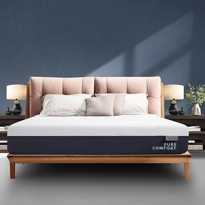 EPITEX Pure Comfort 12 Inch King Size Memory Foam Mattress – Air-Flow Memory Foam, Medium Plush for Pressure Relief and Motion Isolation, Breathable Pure Cotton Cover, CertiPUR-US Certified