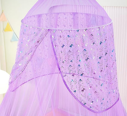 Unicorn Bed Canopy for Girls,Bed Canopy with Lights,Canopy for Girls Room Decor, Canopy for Twin to King Size