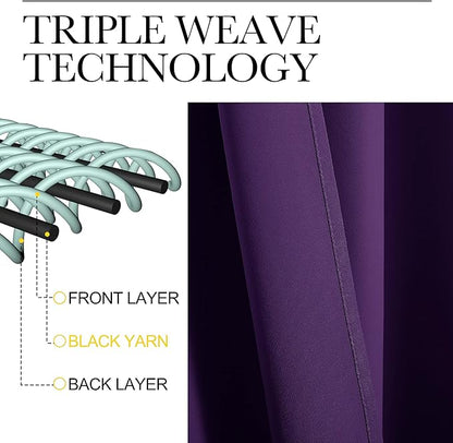 NICETOWN Thick Blackout Curtain and Drapes - Thermal Insulated Grommet Top Window Draperies for Bedroom, Block Out Light Curtain Panel (Royal Purple, 42 x 90, Pack of 2)