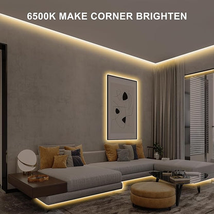 32.8ft COB Led Strip Light with Remote, 2700K Dimmable Bright Warm White Led COB Strip Light, White Led Strip Light for Mirror, Stair, Cabinet, Room