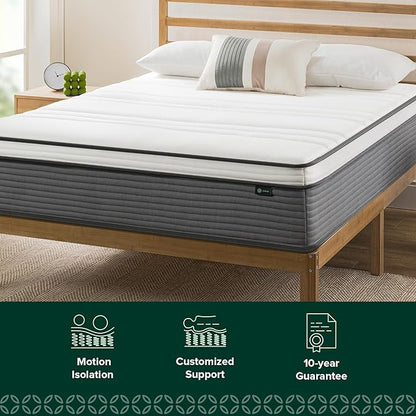 ZINUS 12 Inch True Support Hybrid Mattress [New Version], Queen, Fiberglass Free, Medium Feel, Motion Isolation, Certified Safe Foams & Fabric, Mattress in A Box