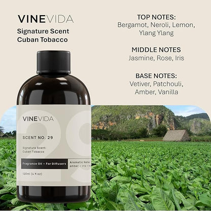 VINEVIDA [32 Fl Oz] Cuban Tobacco Fragrance Oil for Cold Air Diffusers, Essential Oils for Diffuser Oil Refill & Air Freshener Room Spray