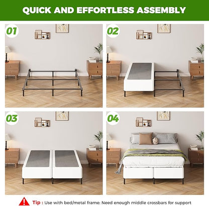 EMODA Split King Box Spring 10 Inch Heavy Duty Bed Base Metal Mattress Foundation with Fabric Cover in 2 Piece, Noise Free, Easy Assembly