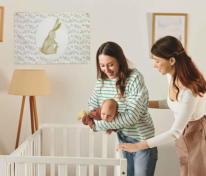 Rabbit Themed Nursery Rectangular Canvas Banner-Flag Wall Sign Decor for Boys Girls Toddler Kids,Baby Room Above Crib Playroom Reading Room Bedroom Decor-Easter Baby Shower Birthday Christmas Gift