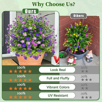 2 Pack Artificial Topiary Ball Trees Boxwood Shrubs with Spikes, UV Resistant Fake Flowers Bushes for Outdoor, Look Real Faux Plants for Porch Pathway Garden Yard Patio Halloween Decor -Purple