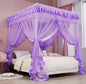 Mengersi Canopy Bed Curtains Queen Size - Bed Canopy Curtains - 4 Opening Canopy for Bed- Cute Princess Bedroom Decoration Gift (Purple, Queen)